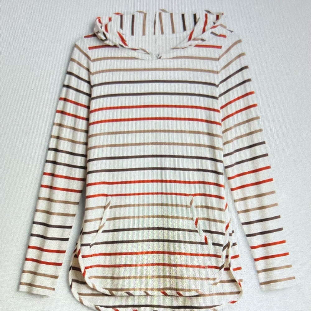 Market & Spruce brand Milania French Terry Striped Hoodie - Cream, Red, Brown